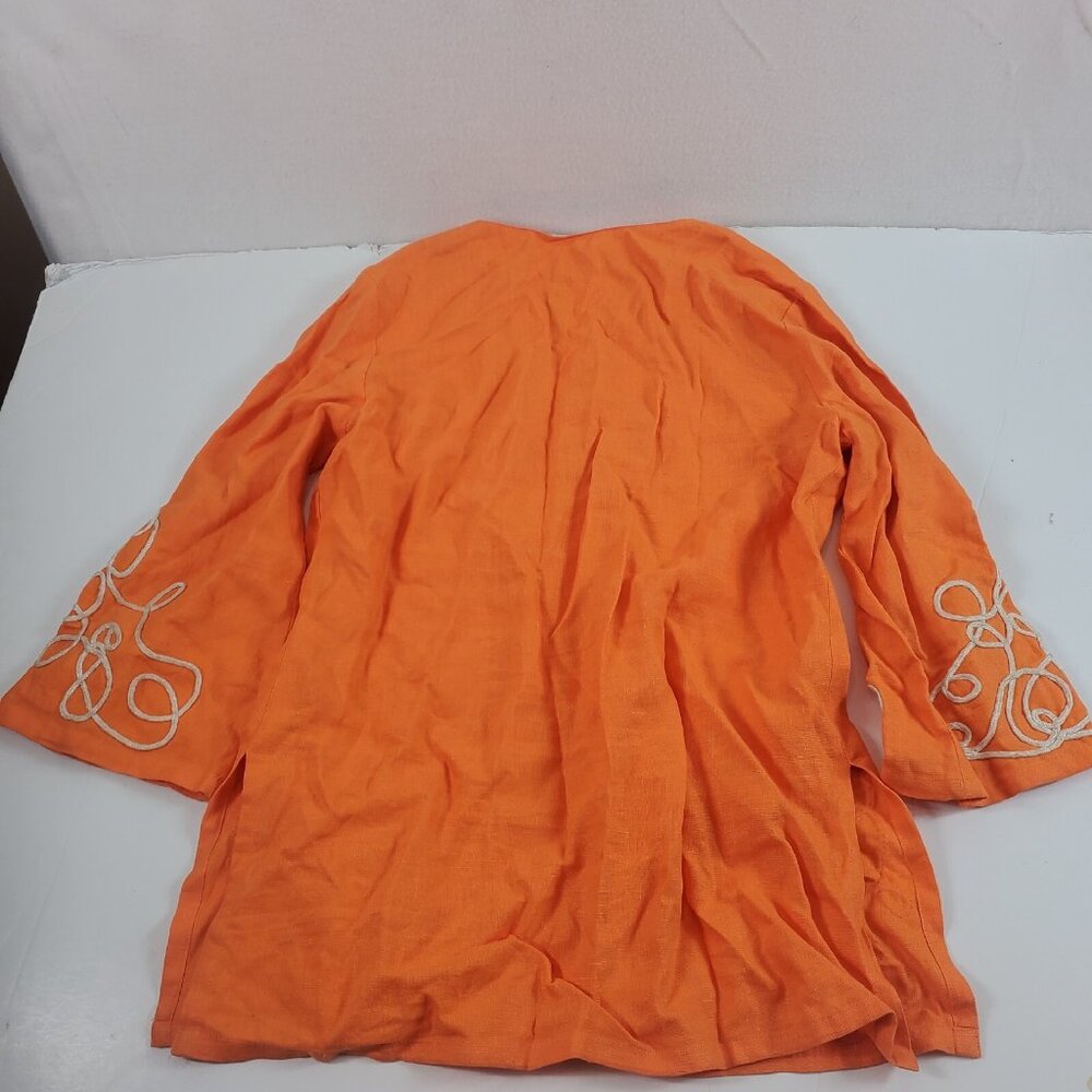 Lilly Pulitzer women top Tangerine Orange Seabreeze Linen Caftan Tunic Small - Picture 2 of 8